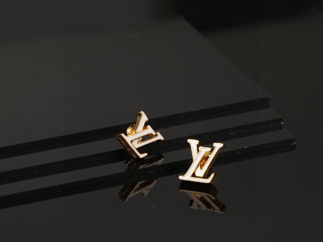 Louis Vuitton Pink 'LV' Logo Stud Earrings